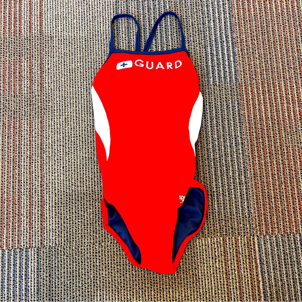 LIFEGUARD SPEEDO one piece red navy size 30